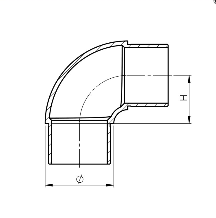 Zábradlí nerez - rohová spojka dvou madel Ø42,4 mm oblá